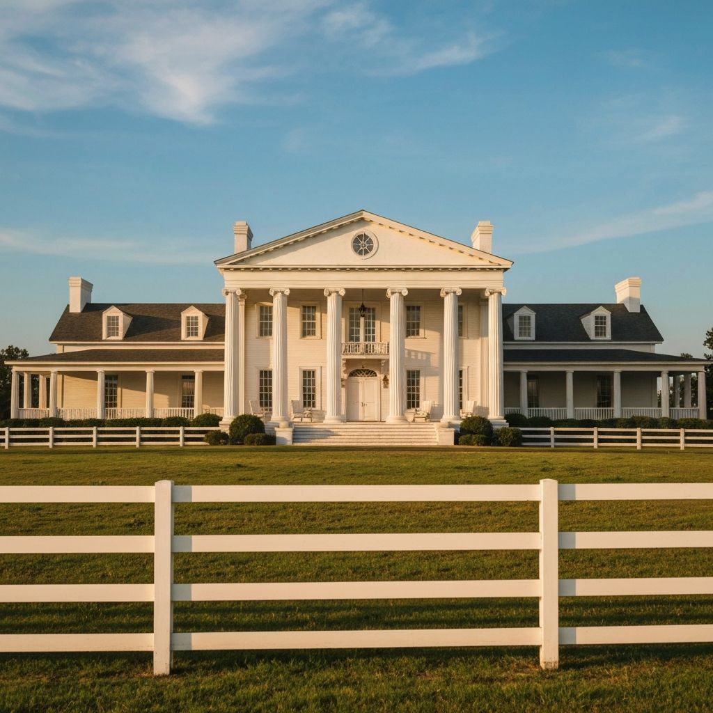 Die Southfork Ranch aus der TV-Serie Dallas im warmen Abendlicht